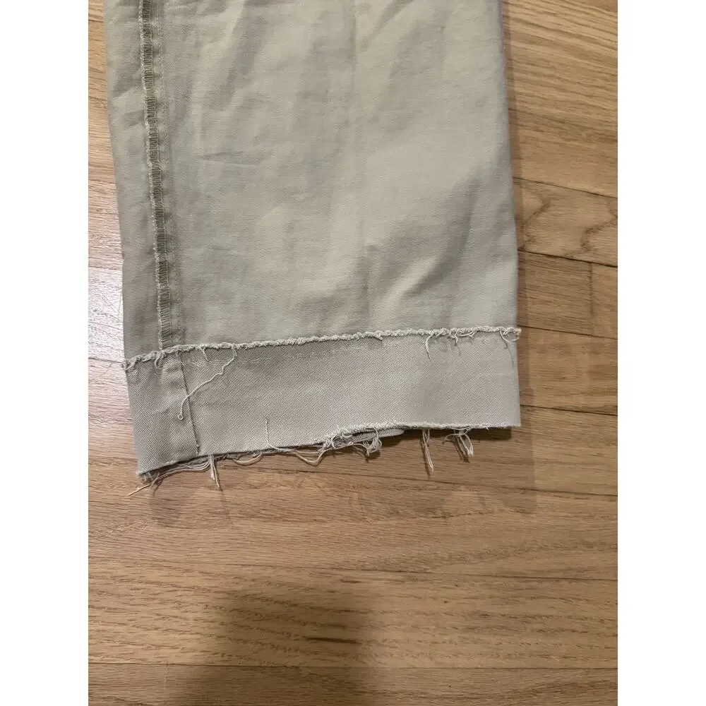 Vintage Polo Ralph Lauren Andrew Chino Pants Khaki Pleated Frayed Cropped 34x28